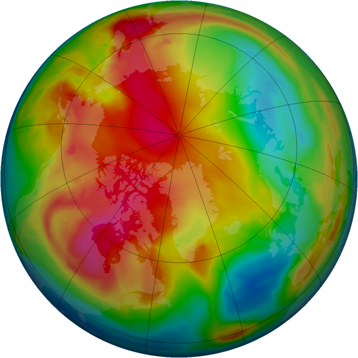 Arctic ozone map for 27 January 2010